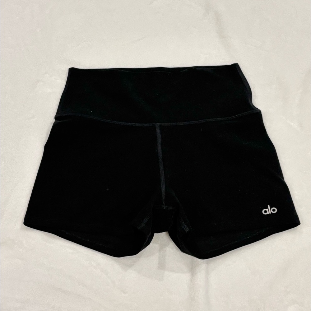 Alo Yoga Black Soft High-Waist Carefree Short - Picture 3 of 5